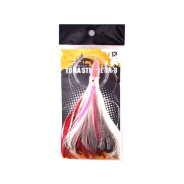 La Sugoi STRIKE TUNA TR3 è una montatura da traina pronta all’uso con octopus da 13 cm, nylon Ø0.70 mm da 1,40 m, rivetti e ami in acciaio. Le sue colorazioni luminose con filamenti attrattivi sono perfette per stimolare l’attacco di tunnidi, ricciole, serra e leccia amia.
