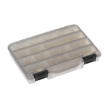 Scatola Porta Minuterie 199 in plastica da pesca con misure interne 206 x 147 x 27 mm / 8.11 x 5.78 x 1.06 inch. Colore del fondo avorio e coperchio fumè. Dotata di sistema di chiusura ad incastro tra fondo e coperchio per impedire il passaggio degli oggetti, questa scatola porta minuterie è disponibile nella configurazione con divisori mobili che conferisce la possibilità di realizzare da 4 a 16 scomparti interni. Materiale: polipropilene.