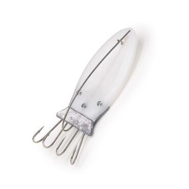 Polpare a striscio in madreperla, indicata per pescare un polipo da terra. La polpara piatta con gli ami disposti a pettine viene utilizzata con terminali da pesca ed è adatta per la pesca dalla spiaggia.