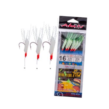 Sabiki a 6 ami montati con piumetta, flash light e pelle di pesce.