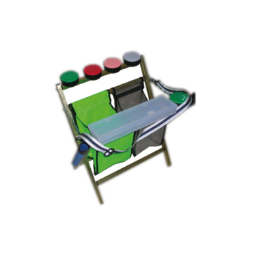 Borsa trota gara, realizzata in alluminio è dotata di due comode sacche per contenere il pescato e minuteria ingombrante. Possiede uno spallaccio per il trasporto e una scatola porta finali, dispone di una serie di scatole porta esche. Il tutto per disporre in modo funzionale ciò che occorre al garista durante le competizioni di trota lago.