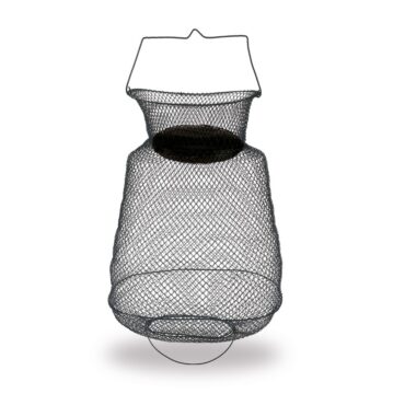 Cestello porta pesci classico in rete metallica. Con collo e maniglia, facile da trasportare in quanto si chiude su se stesso occupando pochissimo spazio. Verniciato di colore verde, è disponibile in diverse misure.