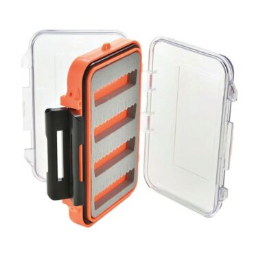 Valigetta da pesca con doppia apertura e inserti in schiuma.