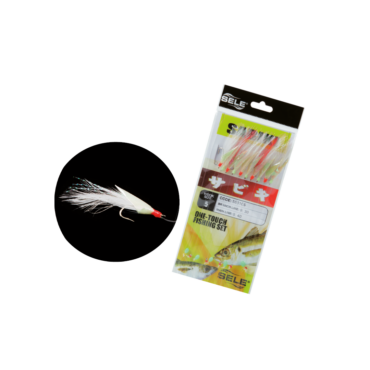 Sabiki a 10 ami montati con piumetta, flash light e pelle di pesce.