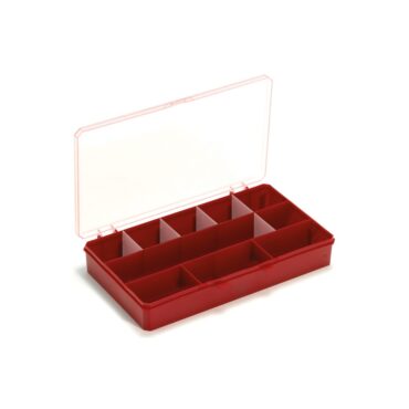 Scatola 145 porta minuteria, struttura in polipropilene, munita di 5 a 10 scomparti.