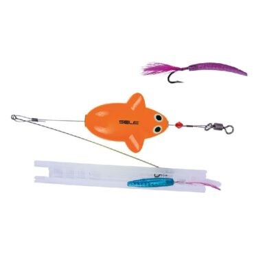 Artificiale per la traina di superficie, assemblato con cavetti e lenza, completo di girelle e spintroll. Ottimo per la traina degli alletterati.