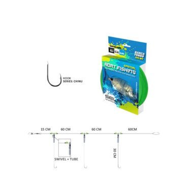 Sele Special Boat Fishing, terminale da barca pensato per la pesca a fondo e per la pesca a bolentino. Montatura realizzata a mano ed assemblata con moschettoni e girelle. Ideale per la pesca in mare e per la cattura di carpe, pagelli e saraghi.