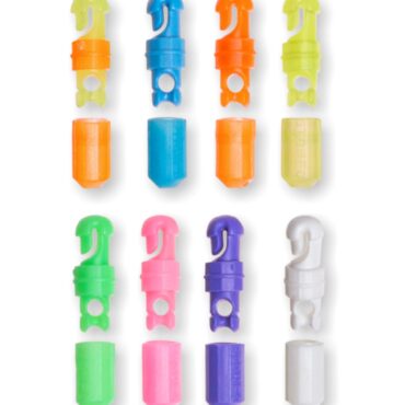 Dispositivo per l'aggancio rapido della lenza all'elastico.

Adatto per elastici Ø 1 mm max.

Colori: bicolore - blu - arancio - giallo - verde - rosa - viola - bianco.

Blister da 1 pezzo, confezione da 20 blister.

 