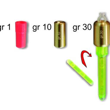 Segnalatore d’abboccata con pesi intercambiabili, adatto per il surfcasting ed il carpfishing. Munito di pinzetta con regolazione della tensione per lo sgancio del filo e alloggiamento per starlight di mm 3 e 4,5. Fornito completo di pesi di gr 1-10 -30.

Colori: verde - trasparente - arancio.

Busta da 1 pezzo, confezione da 5 buste.