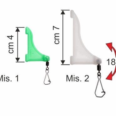 Antitangle scorrevoli resistentissimi. Prodotti in due misure. La girella con moschettone è montata su un perno in acciaio inox per una totale libertà di rotazione.

Busta da 2 pezzi, confezione da 10 buste.