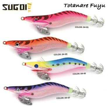 Totanare Sugoi Fuyu, sono esche artificiali specifiche per la pesca a lancio da riva, destinate ad insidiare specie come totani o seppie. Il corpo è in materiale plastico ad alta resistenza ricoperto di tessuto con colori saturi e brillani, sono dotate di piombo deriva e due cestelli in acciaio inox.