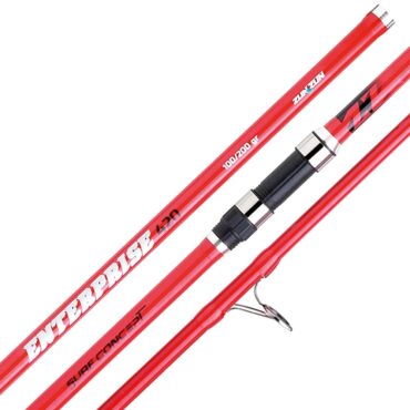 Canna da pesca progettata per il surfcasting. Realizzata con fusto in carbonio e cima ibrida di ultima generazione. La sua struttura, estremamente brillante, è trattata con vernice riflettente. Potente e leggera, dotata di anelli SiC e placca porta mulinello DPS.